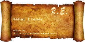 Rafai Elemér névjegykártya